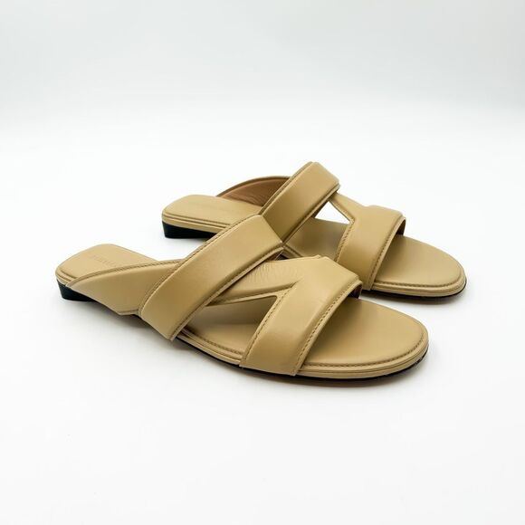 Bottega Veneta Neutral Leather Slides Sandals Flats EU 38 US 8 - Picture 1 of 11